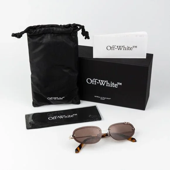 Off-White MIAMI Women Sunglasses Gold Brown Oval OERI13M MIAMI 7664 NEW AUTHENTI